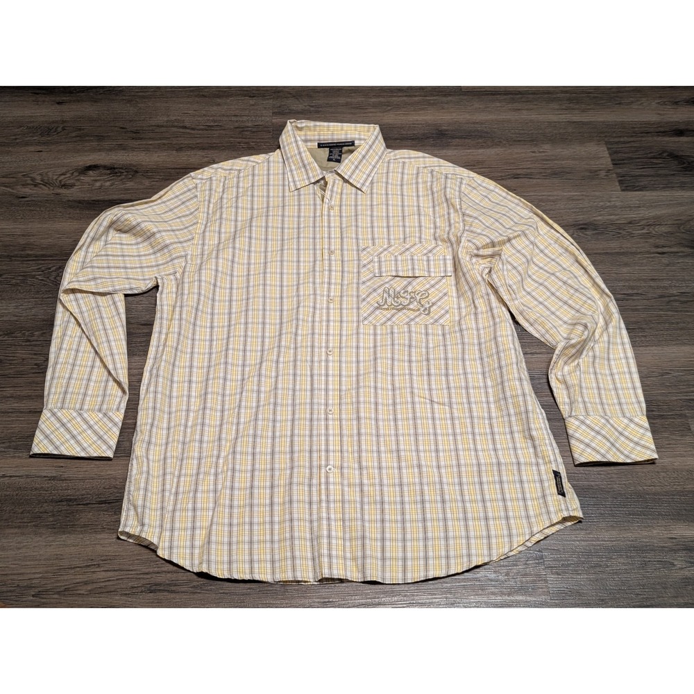 Marithe Francois Girbaud Clinch Plaid Shirt Mens XL Yellow Embroidered NWT Y2K